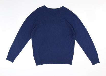 Preloved Peacocks Mens Blue   Pullover Jumper Size L - Back