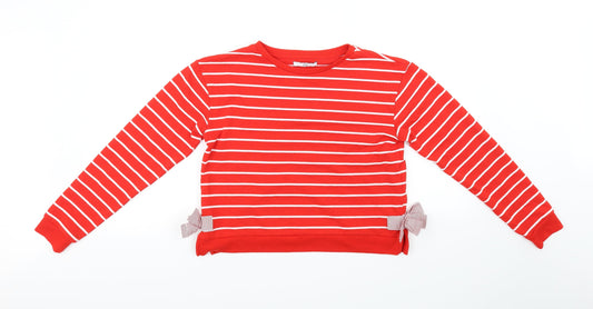 M&S Kids Girls Red Striped  Pullover Jumper Size 12-13 Years  - bows