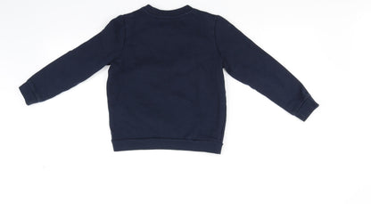 Preloved Lilly & Dan Girls Blue   Pullover Jumper Size 7-8 Years  - Raindeer - Back