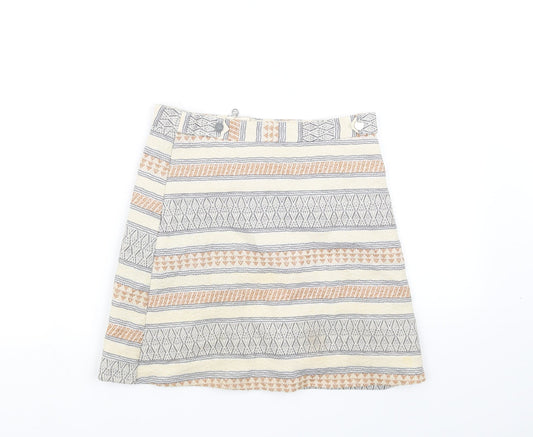 River Island Girls White Geometric  Flare Skirt Size 12 Years