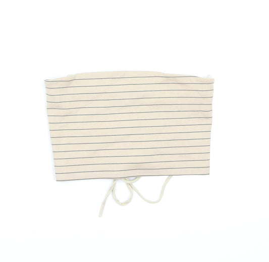 Fashion Nova Womens Beige Striped  Cropped Tank Size M