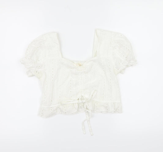 ROMWE Womens White   Cropped Blouse Size L