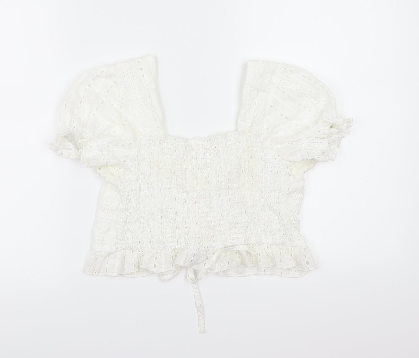 ROMWE Womens White   Cropped Blouse Size L
