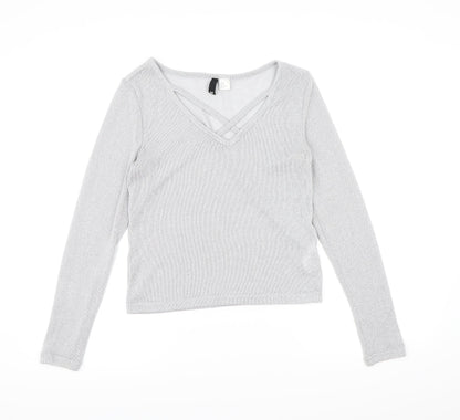 Preloved Divided by H&M Womens Silver  Knit Pullover Jumper Size M - Front
