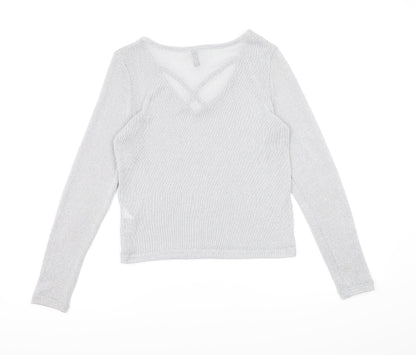 Preloved Divided by H&M Womens Silver  Knit Pullover Jumper Size M - Back