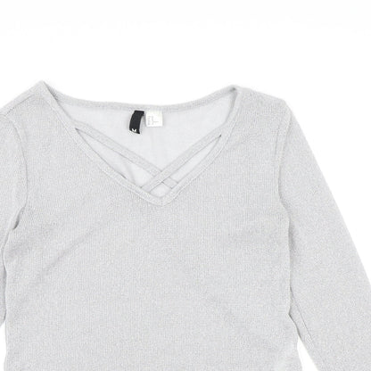 Preloved Divided by H&M Womens Silver  Knit Pullover Jumper Size M - Detail