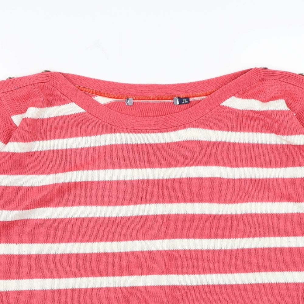 EWM Womens Pink Striped Knit Pullover Jumper Size 14