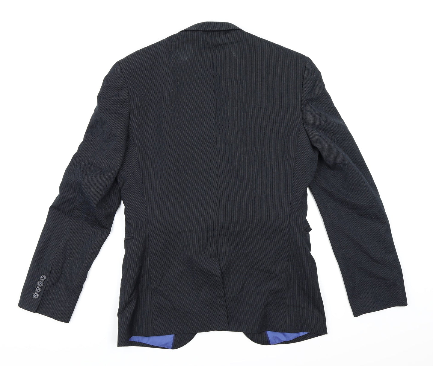 George Mens Blue Striped Rayon Jacket Suit Jacket Size 38
