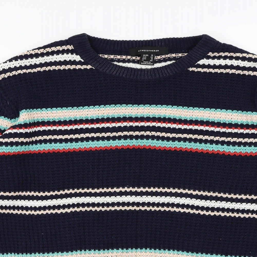Atmosphere Womens Blue Striped Knit Pullover Jumper Size 14