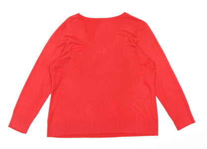 Preloved BHS Womens Red  Knit Pullover Jumper Size 22 - Back