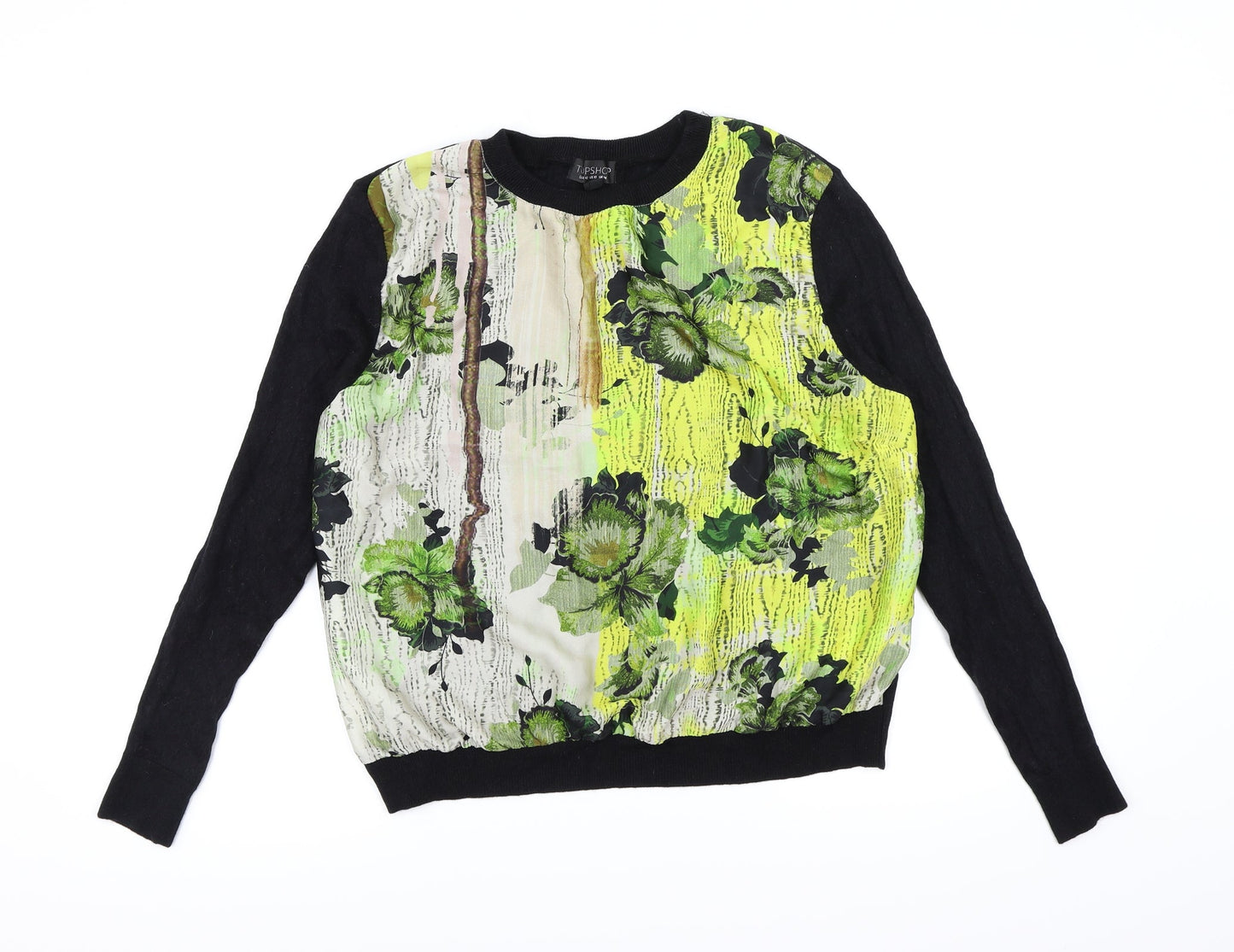 Topshop Womens Beige Floral  Pullover Jumper Size 14