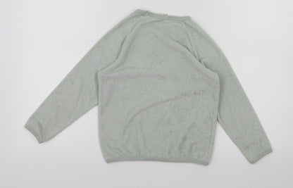 Preloved H&M Girls Blue Houndstooth  Pullover Jumper Size 5-6 Years - Back