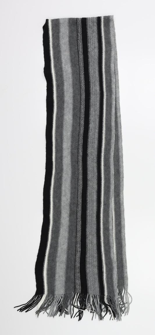 Preworn Unisex Black Striped  Scarf  One Size