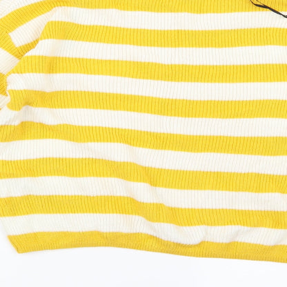 Preloved H&M Girls Yellow Striped Knit Pullover Jumper Size 15 Years - Label