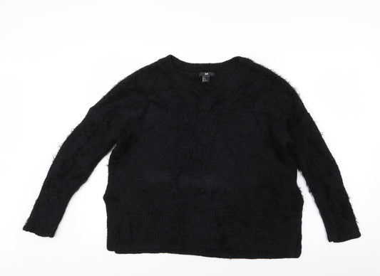 H&M Womens Black  Knit Pullover Jumper Size 10