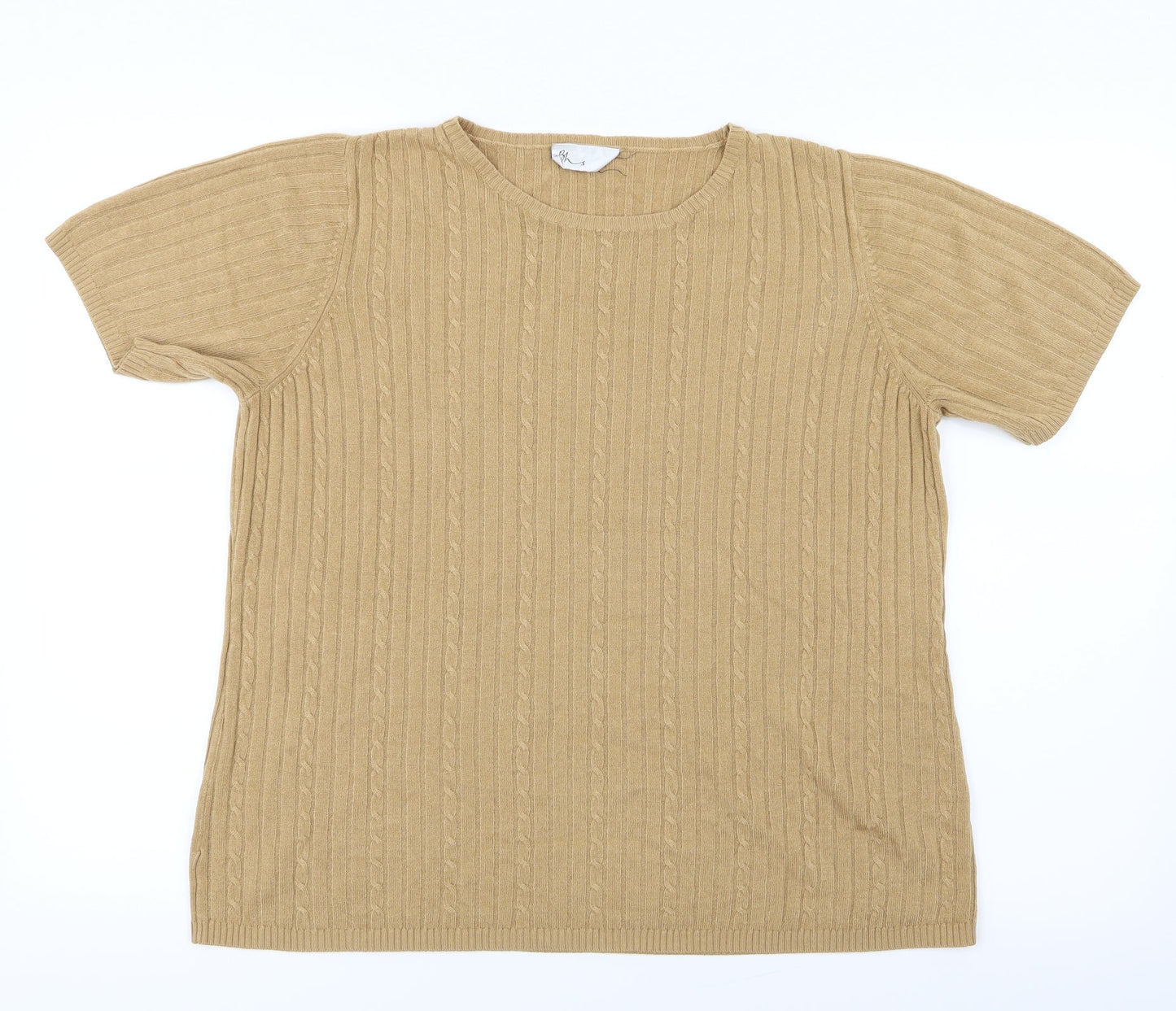BHS Womens Beige  Knit Basic T-Shirt Size 18