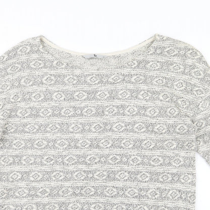 Preloved TU Womens Grey Geometric Knit Pullover Jumper Size 12 - Detail