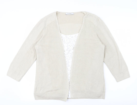 Marks and Spencer Womens Ivory  Knit Pullover Jumper Size 16  - Top and cardigan in one