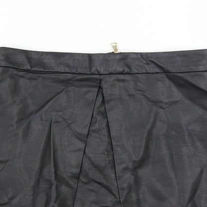 Preloved River Island Womens Black   A-Line Skirt Size 8  - pleated front - Detail