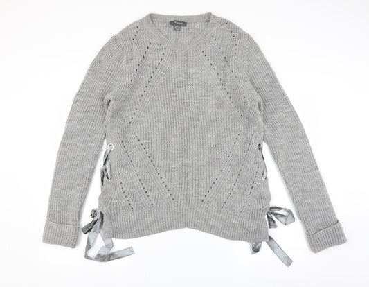 Primark Womens Grey   Pullover Jumper Size M  - tie side detail