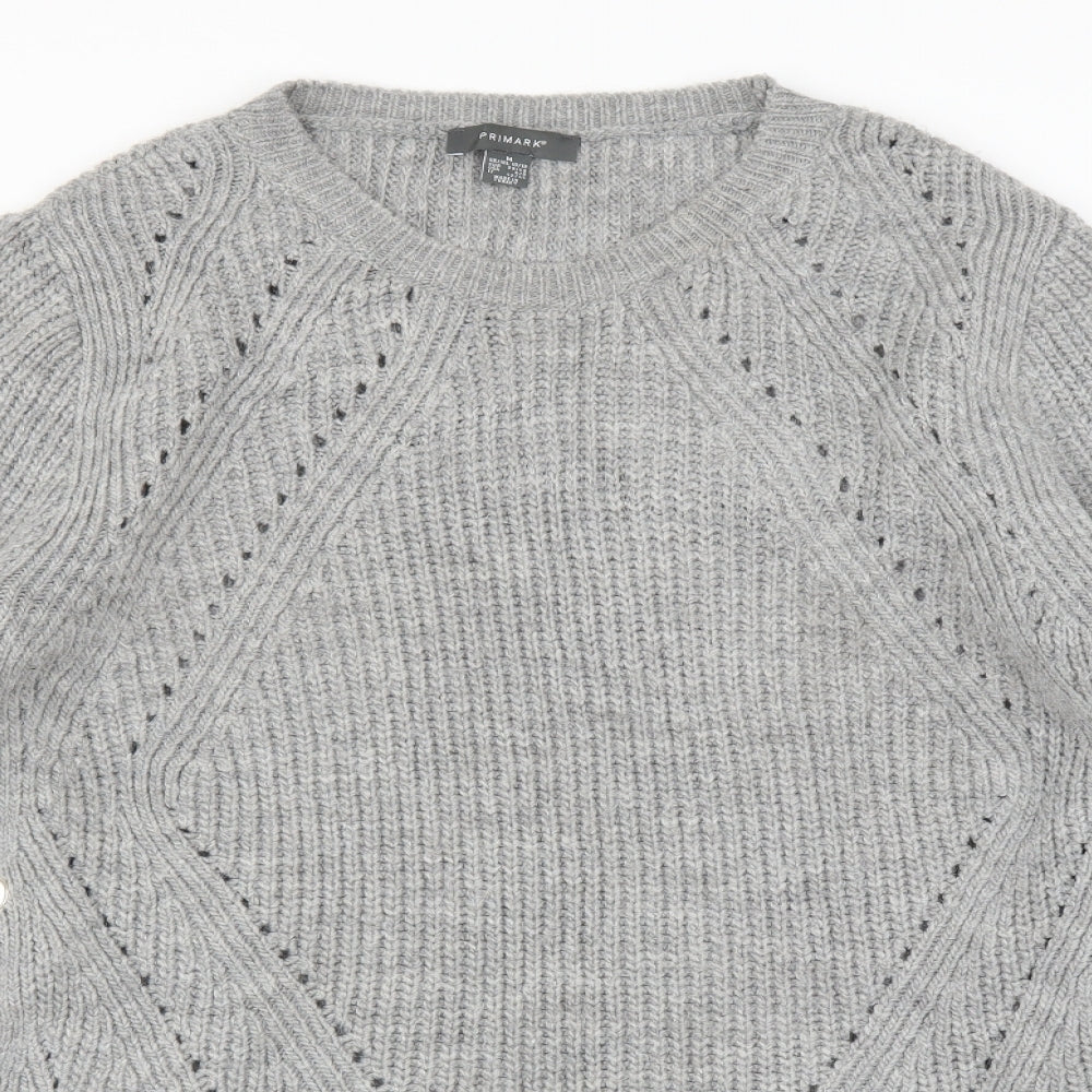 Primark Womens Grey   Pullover Jumper Size M  - tie side detail