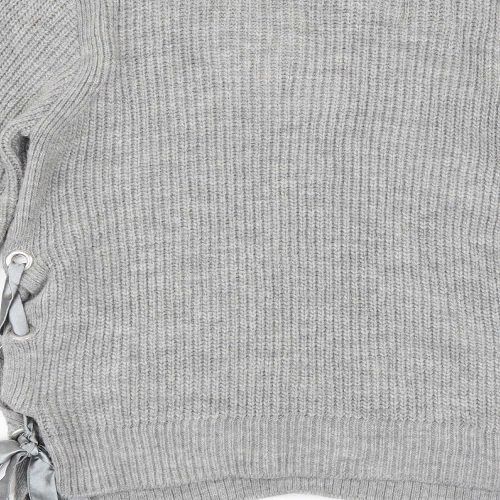 Primark Womens Grey   Pullover Jumper Size M  - tie side detail