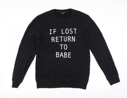 Preloved NEXT Mens Black   Pullover Sweatshirt Size M  - if lost return to babe - Front
