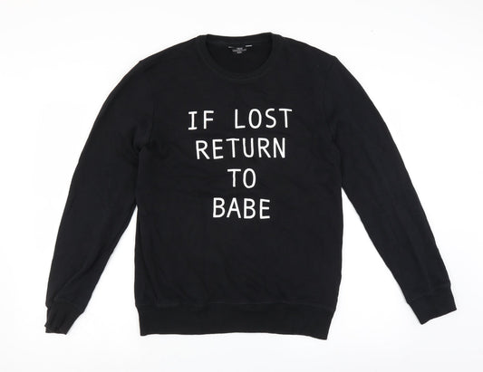 NEXT Mens Black   Pullover Sweatshirt Size M  - if lost return to babe