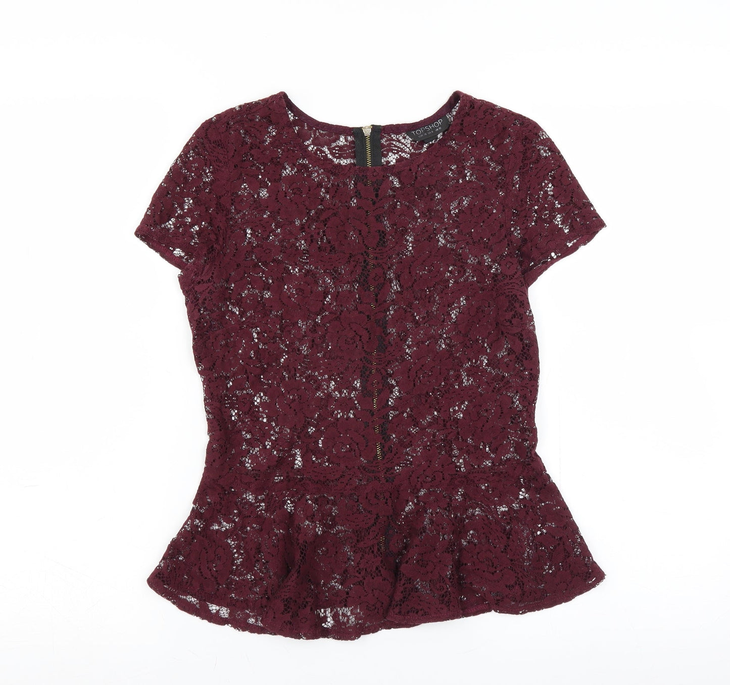 Topshop Womens Purple Floral  Basic Blouse Size 10  - floral lace