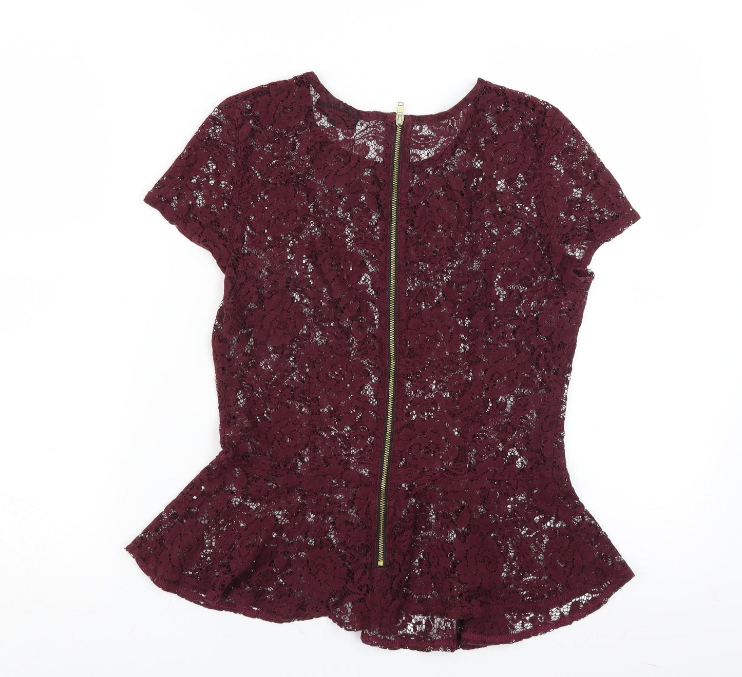 Topshop Womens Purple Floral  Basic Blouse Size 10  - floral lace