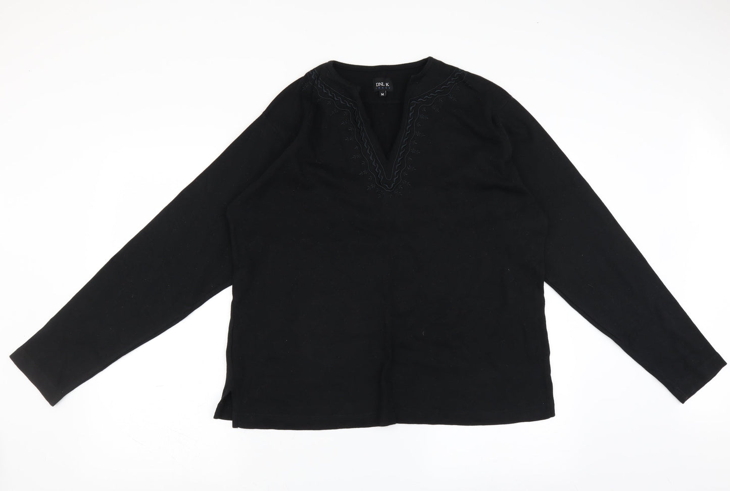 DNLK jeans Womens Black   Basic T-Shirt Size M  - embroidered neckline