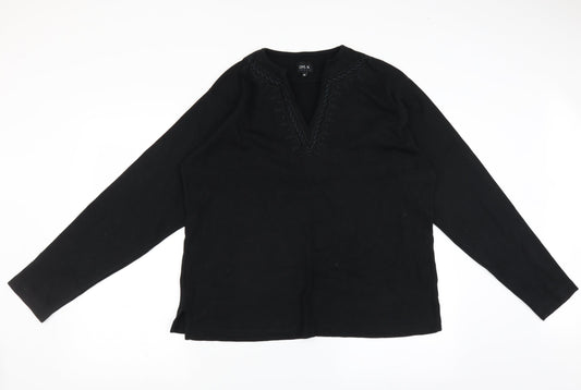 DNLK jeans Womens Black   Basic T-Shirt Size M  - embroidered neckline