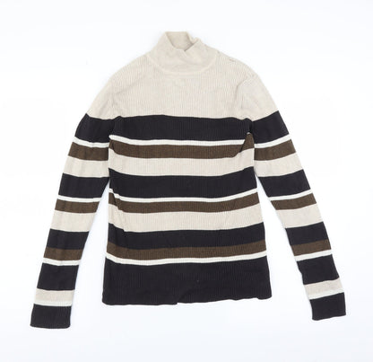 Preloved Croft & Barrow Womens Beige Striped  Pullover Jumper Size M - Front