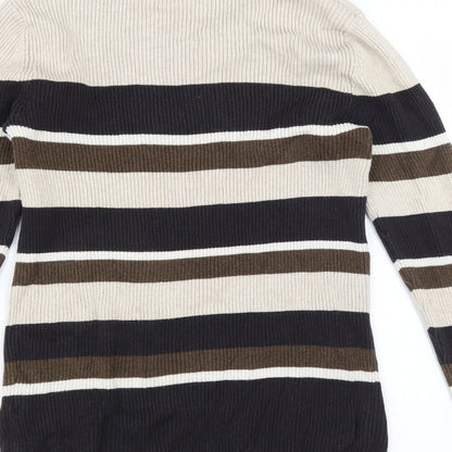 Preloved Croft & Barrow Womens Beige Striped  Pullover Jumper Size M - Label