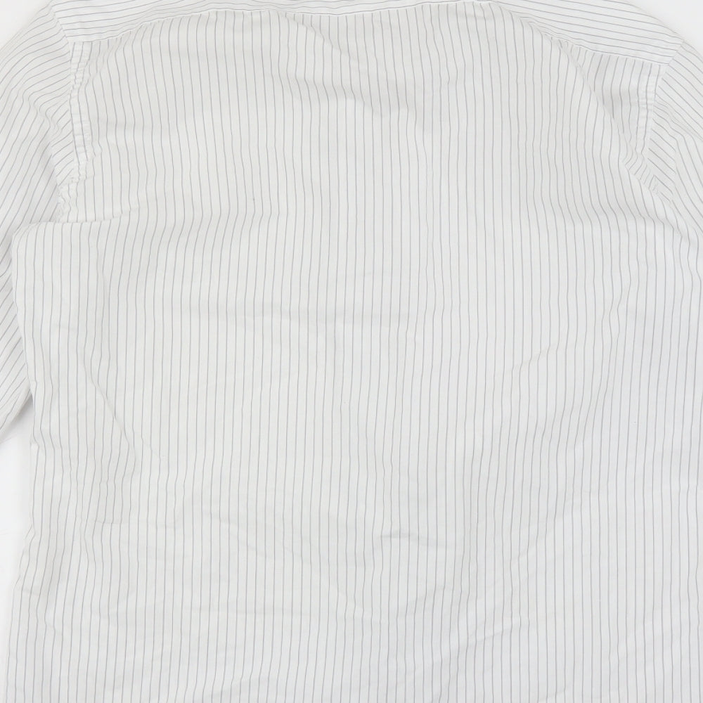 River Island Mens White Striped   Button-Up Size M