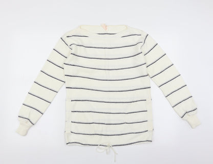 Preloved Dorothy Perkins Womens White Striped  Pullover Jumper Size S - Front