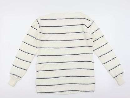 Preloved Dorothy Perkins Womens White Striped  Pullover Jumper Size S - Back