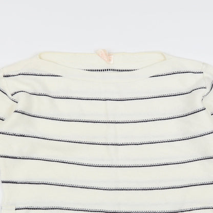 Preloved Dorothy Perkins Womens White Striped  Pullover Jumper Size S - Detail