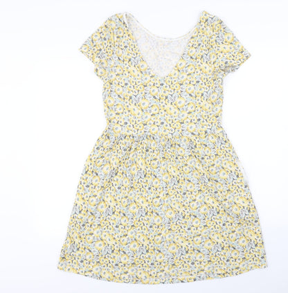 Preloved NEXT  Womens Yellow Floral  A-Line  Size 12 - Back