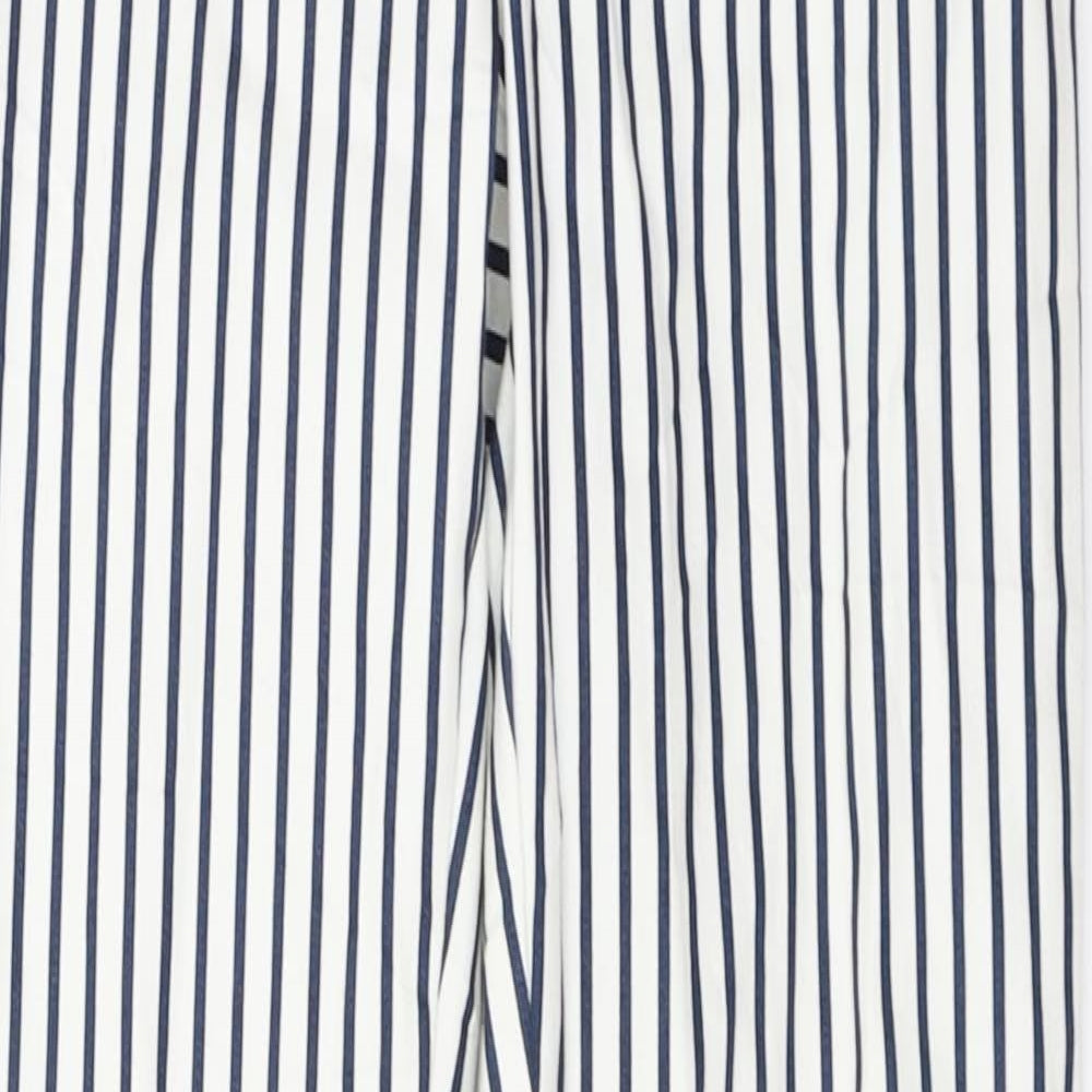 H&M  Womens White Striped  Trousers  Size 6 L26 in