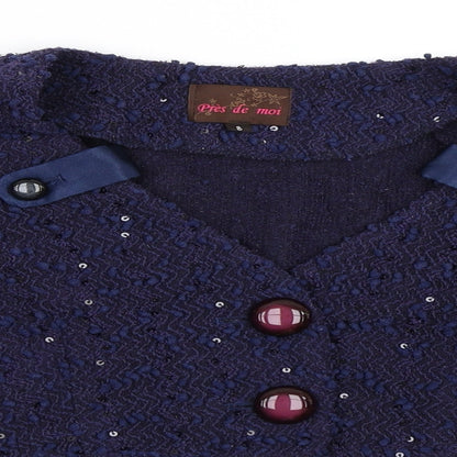 Preloved Pres De Moi Womens Blue   Cardigan Jumper Size S - Detail