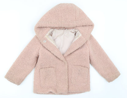 Preloved Nutmeg Girls Pink   Overcoat Coat Size 4-5 Years - Front
