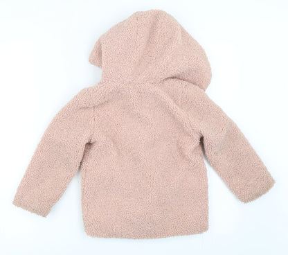 Preloved Nutmeg Girls Pink   Overcoat Coat Size 4-5 Years - Back