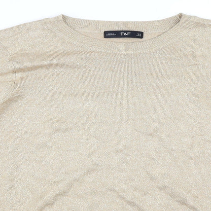 Preloved F&F Womens Gold   Pullover Jumper Size 14 - Detail