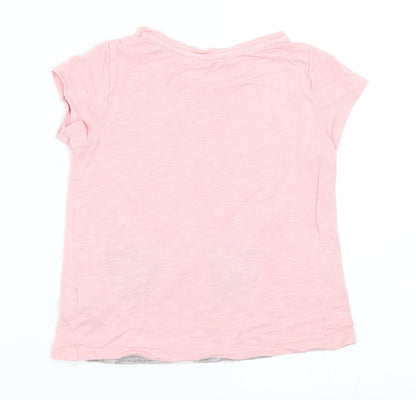 Preloved M&Co Girls Pink   Basic T-Shirt Size 5-6 Years  - Cat - Back