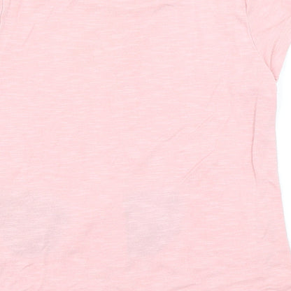 Preloved M&Co Girls Pink   Basic T-Shirt Size 5-6 Years  - Cat - Label