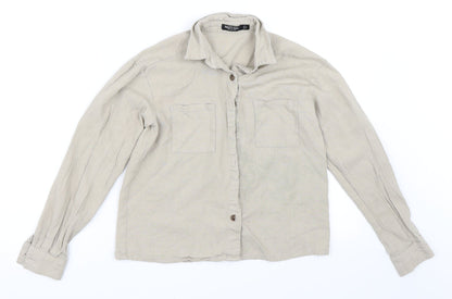 Preloved Nasty Gal Womens Beige   Basic Button-Up Size 8 - Front