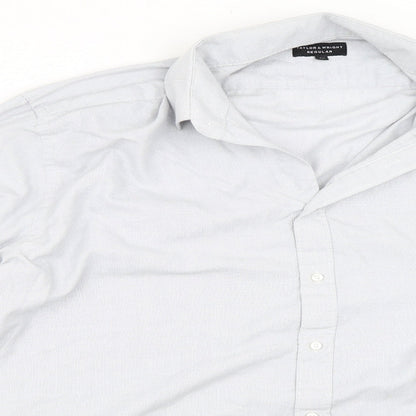 Preloved Taylor & Wright Mens Grey    Button-Up Size 17.5 - Detail
