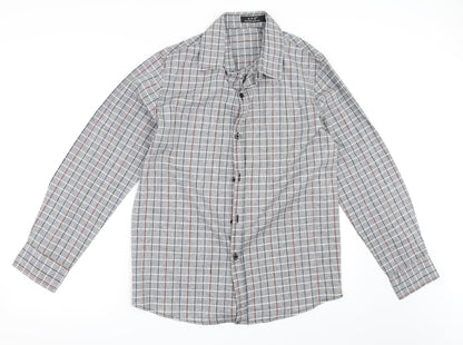 Preloved Preworn Mens Grey Check   Button-Up Size XL - Front