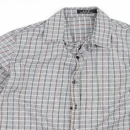 Preloved Preworn Mens Grey Check   Button-Up Size XL - Detail